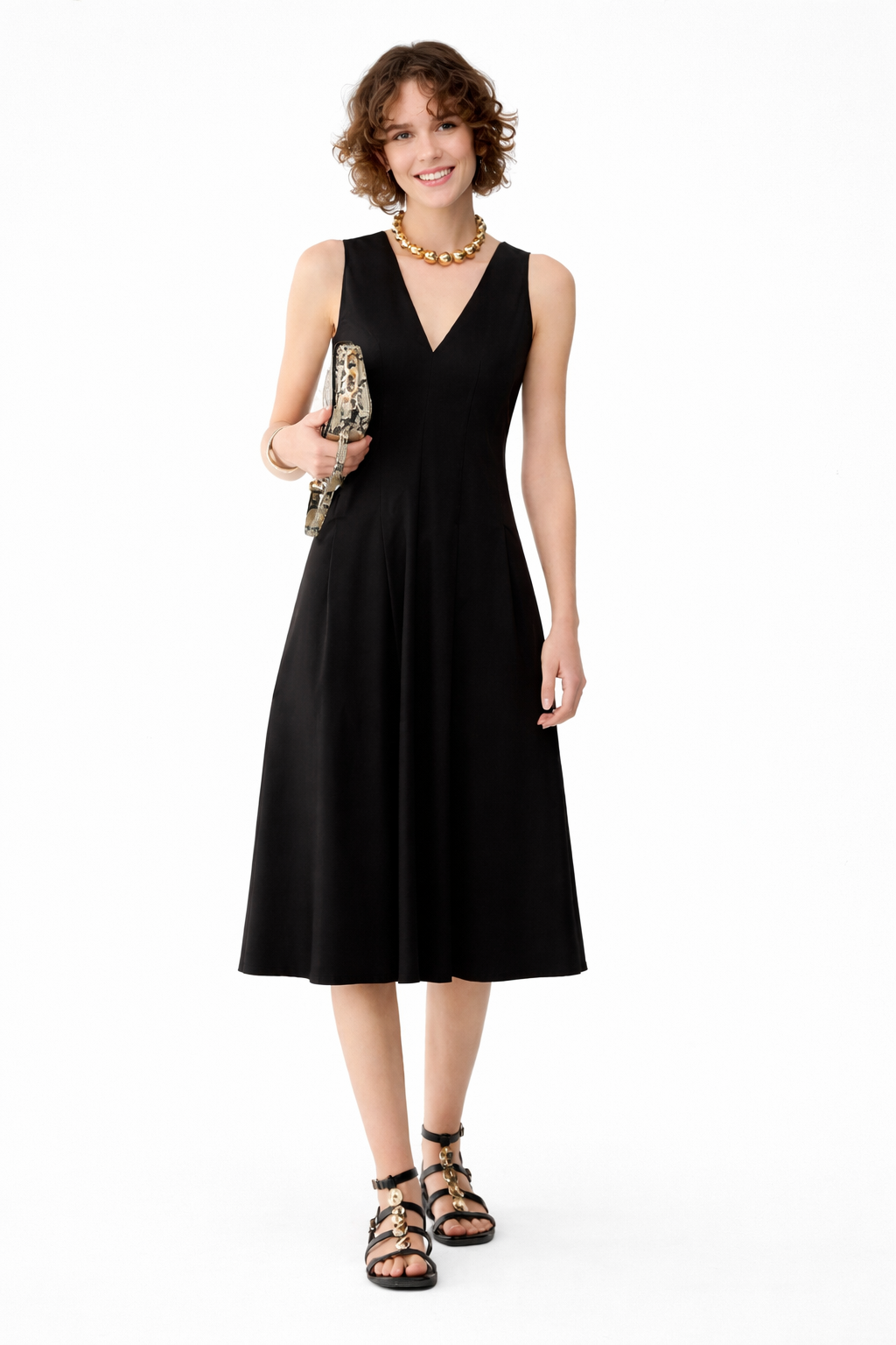 Robe maranta cintrée et évasé en satin mat  PENNYBLACK