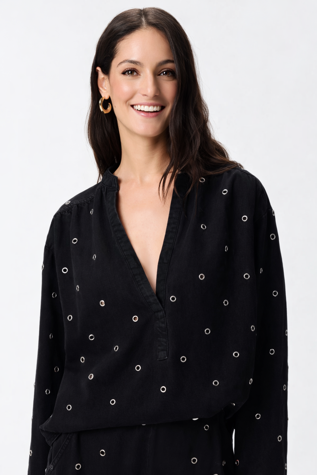 Tunique Bellicoso en denim foncé à oeillets  PINKO