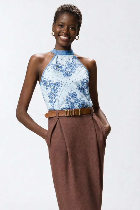 Top Zingarella féminin avec denim léger PINKO