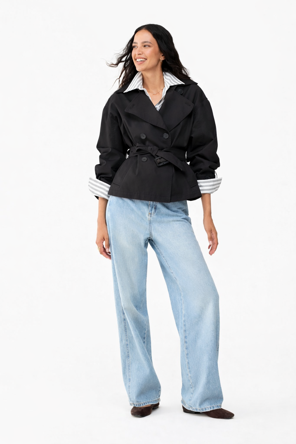 Trench-coat talco court en gabardine PENNYBLACK