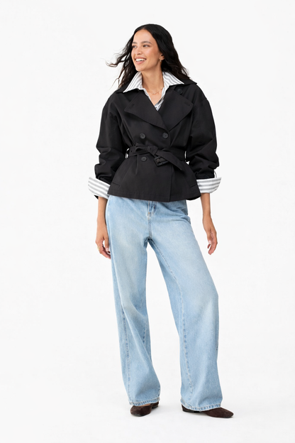 Trench-coat talco court en gabardine PENNYBLACK