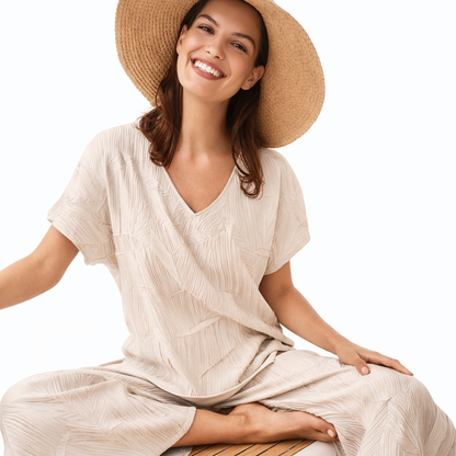 Tunique boxy 261160 en satin plissé avec tricot soyeux au dos J.RIBKOFF