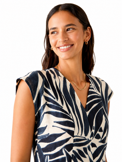 Robe pbbcactus cintrée et évasée en pur lin  PENNYBLACK