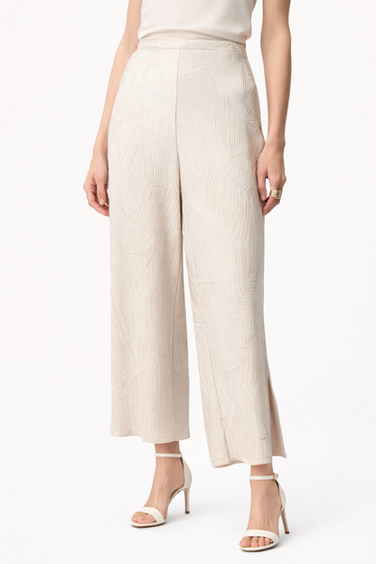 Pantalon-culotte 261161  à enfiler en satin plissé. J.RIBKOFF