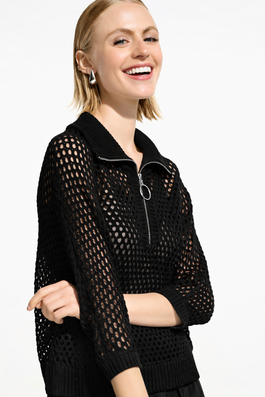 Pull 261634  en maille coupe ample, mélange de viscose avec encolure à fermeture éclair, J.RIBKOFF